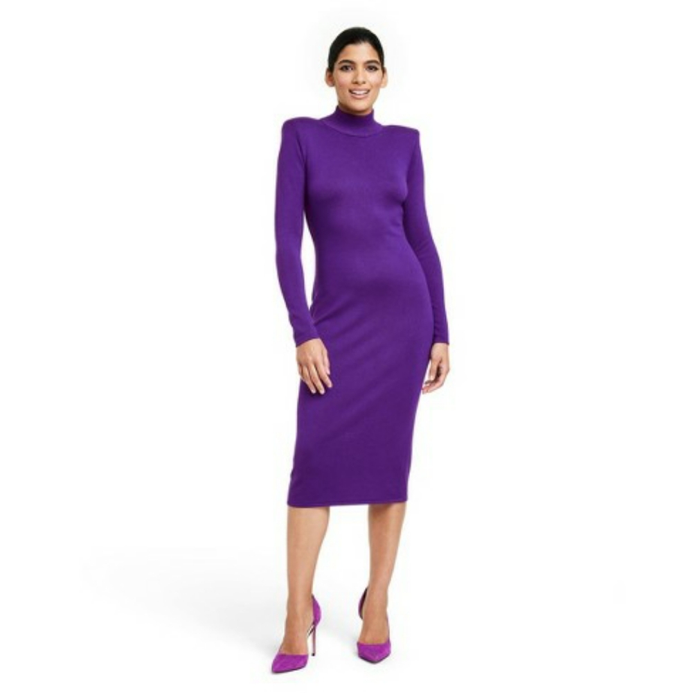 SERGIO HUDSON X TARGET Strong Shoulder Sweater Knit Midi Dress Size Small - Picture 1 of 4